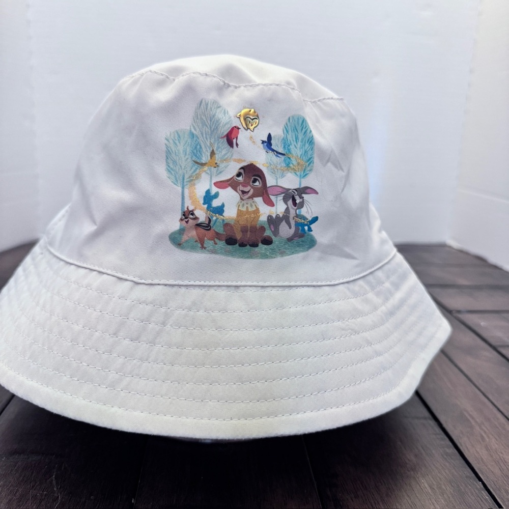 Disney Parks Wish Movie Bucket Hat Valentino Goat White Gold Accents NWT